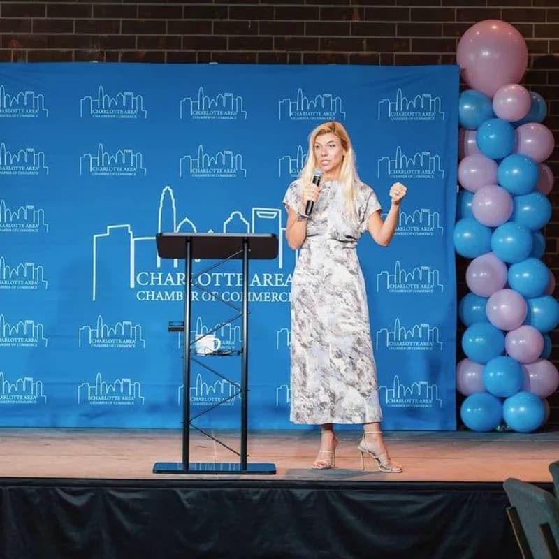 Molly Grantham keynoting for the Charlotte Area Chamber of Commerce